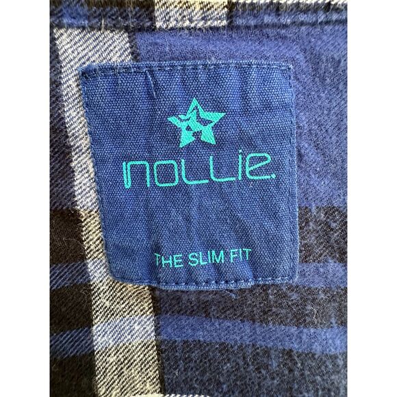 Y2k Nollie Blue Plaid Button-Down Flannel Shirt size Small - Picture 6 of 7